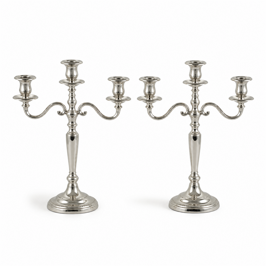 Hromnice Candelabra Pair — Three-Arm