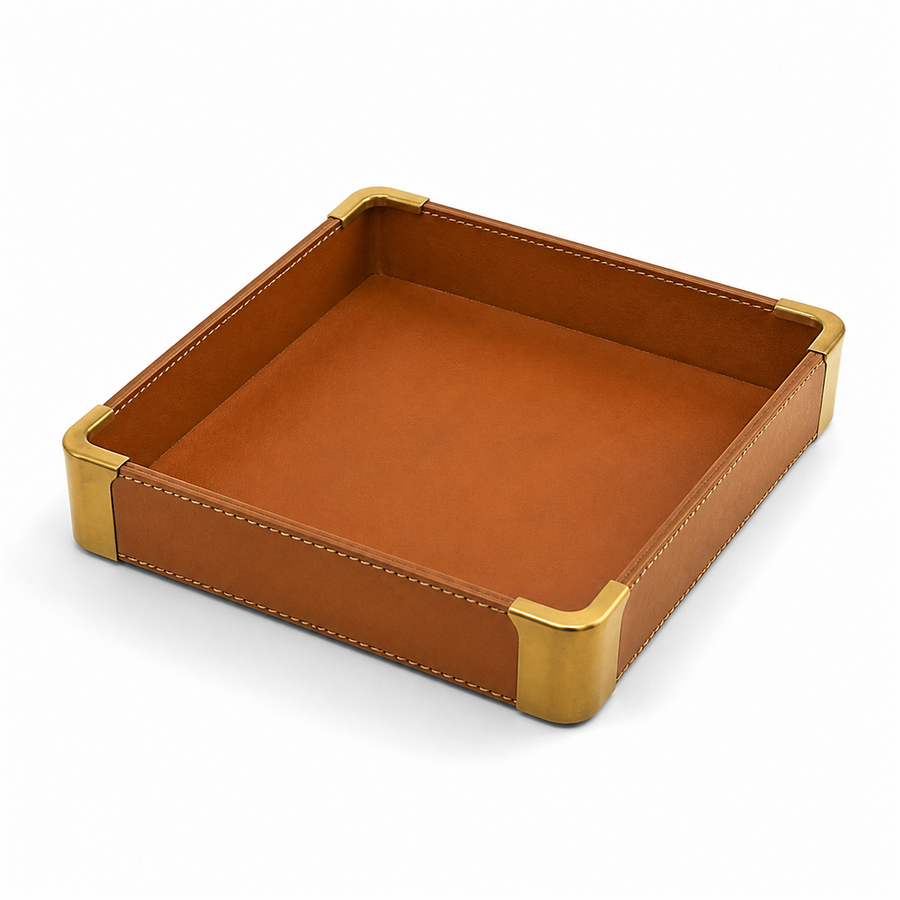 Key Tray — Leather & Brass
