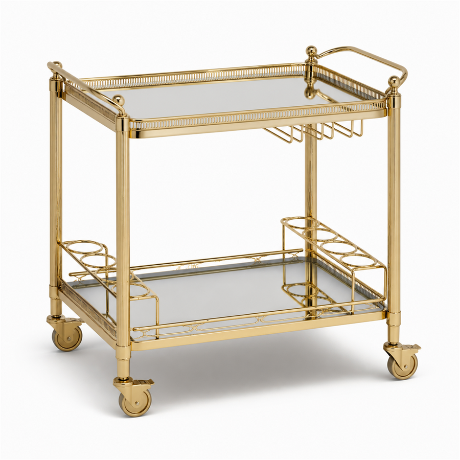 Kment Bar Cart — Double Deck, Mirrored