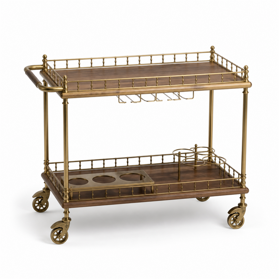 Ottoman Bar Cart — Brass & Oak