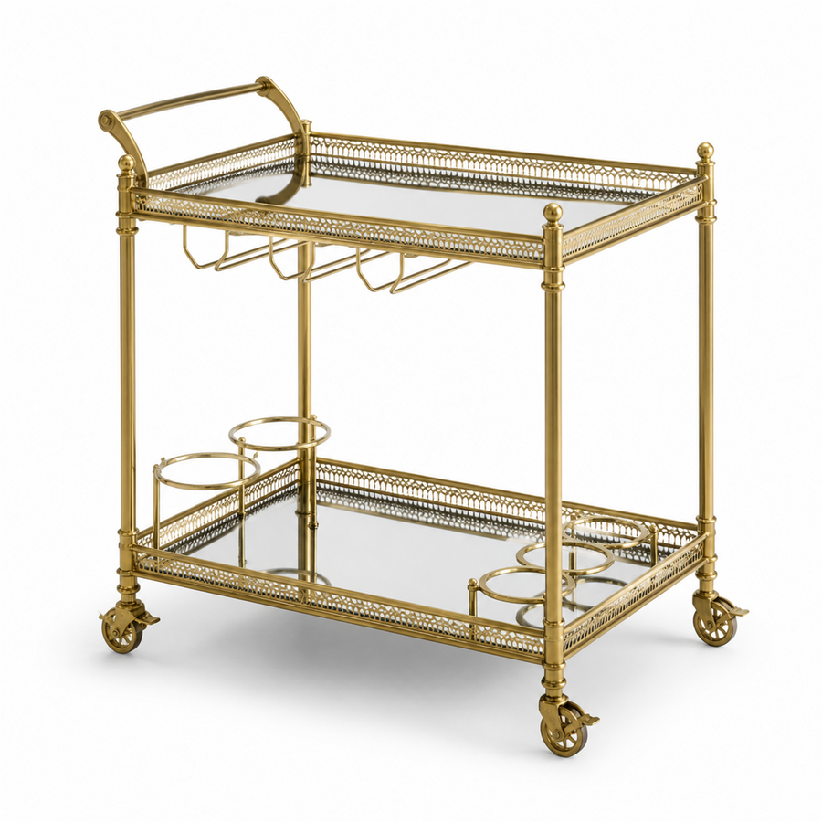 Truhla Bar Cart — Double Deck, Mirrored