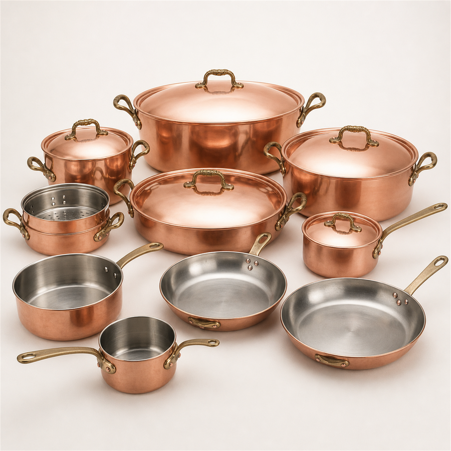 Tureen Copper Battery — 15 Pieces, Estate